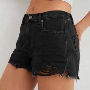 Aerie Black Jean Shorts with Distressed Detailing